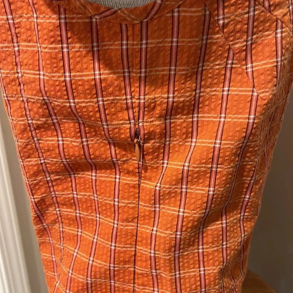 Patagonia - Sunspot Dress - Orange Plaid Sleeveless W/Pocket - Size Small - Picture 4 of 9